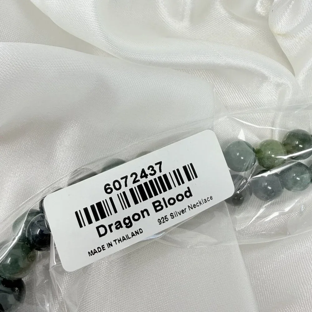 Shop LC Green Dragon Blood Jasper Beaded‎ Necklace in Sterling Silver 18